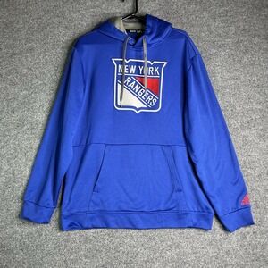 Adidas New York‎ Rangers Hoodie Men's Large L Blue Pullover Hockey